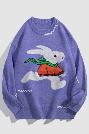 Style Core Aesthetics, New Style Trends Scarf Rabbit Pattern Sweater