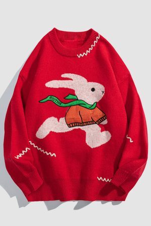 Style Core Aesthetics, New Style Trends Scarf Rabbit Pattern Sweater