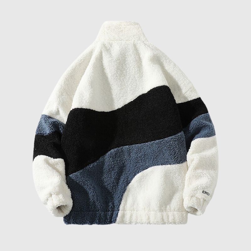 Style Core Aesthetics, New Style Trends Shearling Color-Block Collar Jacket Style Core Aesthetics, New Style Trends Shearling Color-Block Collar Jacket