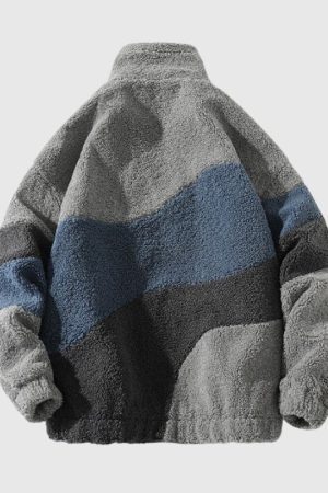 Style Core Aesthetics, New Style Trends Shearling Color-Block Collar Jacket