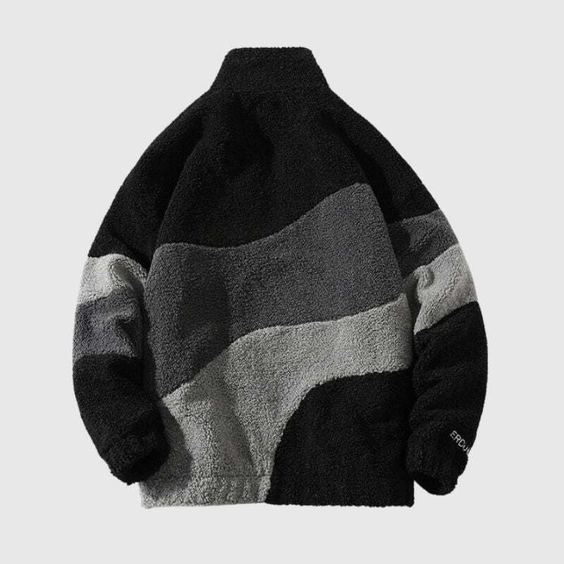 Style Core Aesthetics, New Style Trends Shearling Color-Block Collar Jacket Style Core Aesthetics, New Style Trends Shearling Color-Block Collar Jacket