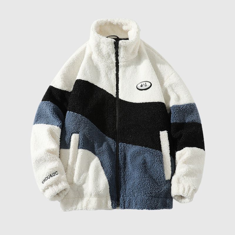 Style Core Aesthetics, New Style Trends Shearling Color-Block Collar Jacket