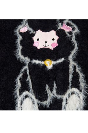 Style Core Aesthetics, New Style Trends Sheep Pattern Embroidered Mink Hair Pullover