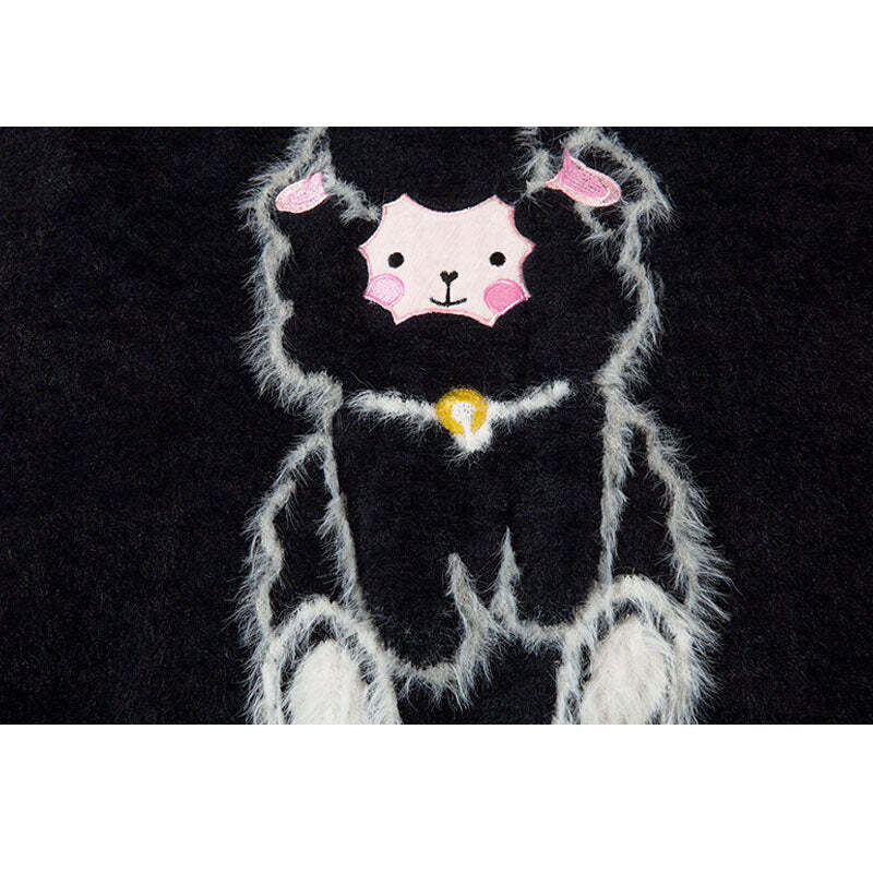 Style Core Aesthetics, New Style Trends Sheep Pattern Embroidered Mink Hair Pullover Style Core Aesthetics, New Style Trends Sheep Pattern Embroidered Mink Hair Pullover