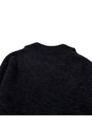 Style Core Aesthetics, New Style Trends Sheep Pattern Embroidered Mink Hair Pullover