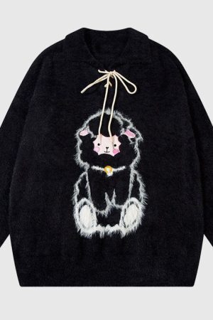 Style Core Aesthetics, New Style Trends Sheep Pattern Embroidered Mink Hair Pullover