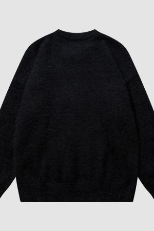 Style Core Aesthetics, New Style Trends Shy Dog Pattern Fuzzy Sweater