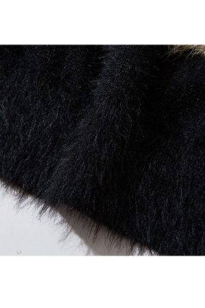 Style Core Aesthetics, New Style Trends Shy Dog Pattern Fuzzy Sweater