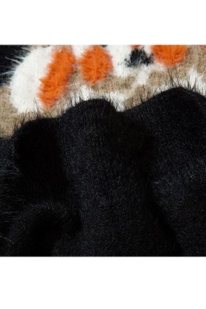 Style Core Aesthetics, New Style Trends Shy Dog Pattern Fuzzy Sweater