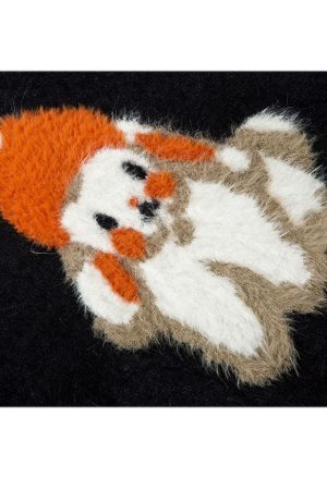 Style Core Aesthetics, New Style Trends Shy Dog Pattern Fuzzy Sweater