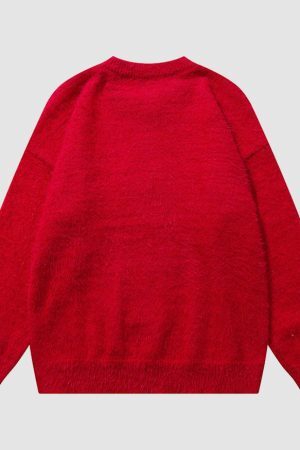 Style Core Aesthetics, New Style Trends Shy Dog Pattern Fuzzy Sweater