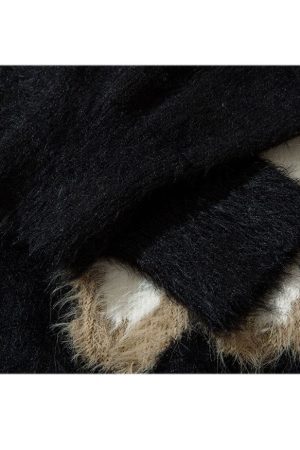 Style Core Aesthetics, New Style Trends Shy Dog Pattern Fuzzy Sweater