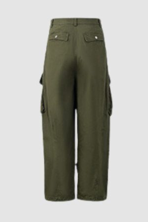 Style Core Aesthetics, New Style Trends Side Pocket Patch Pleated Cargo Pants