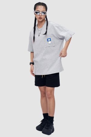 Style Core Aesthetics, New Style Trends Simple Irregular Pocket Tee