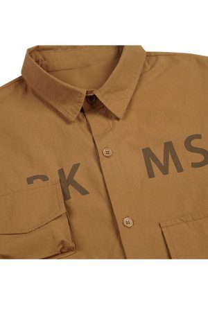 Style Core Aesthetics, New Style Trends Simple Pocket Cargo Shirts