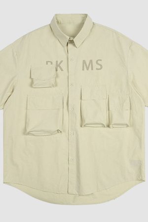 Style Core Aesthetics, New Style Trends Simple Pocket Cargo Shirts