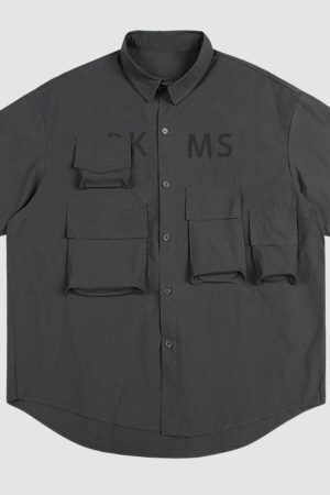 Style Core Aesthetics, New Style Trends Simple Pocket Cargo Shirts