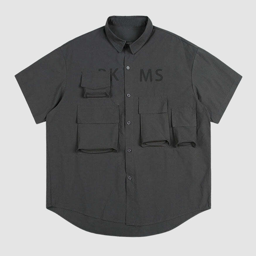 Style Core Aesthetics, New Style Trends Simple Pocket Cargo Shirts