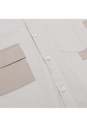 Style Core Aesthetics, New Style Trends Simple Pocket Patch Shirts