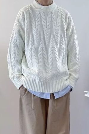 Style Core Aesthetics, New Style Trends Simple Solid Color Jacquard Pullover