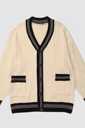 Style Core Aesthetics, New Style Trends Simple Stitching Cardigan