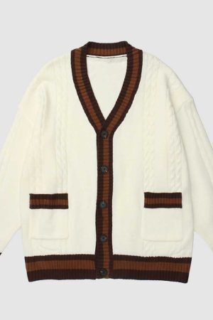 Style Core Aesthetics, New Style Trends Simple Stitching Cardigan