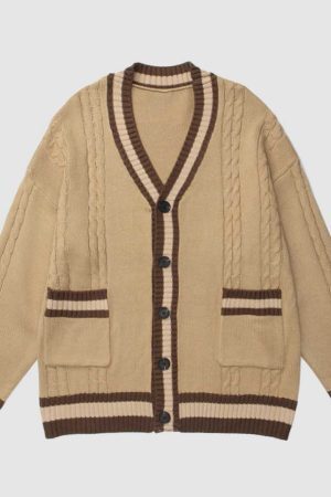 Style Core Aesthetics, New Style Trends Simple Stitching Cardigan
