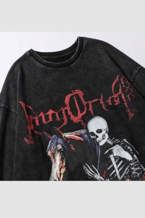 Style Core Aesthetics, New Style Trends Skeleton Devil Print Sweatshirt