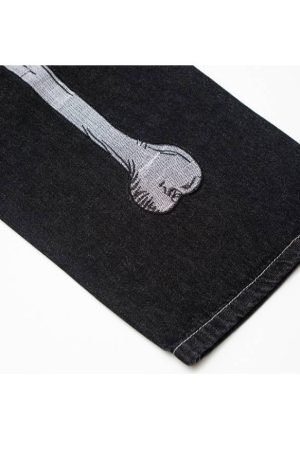 Style Core Aesthetics, New Style Trends Skeleton Embroidered Jeans