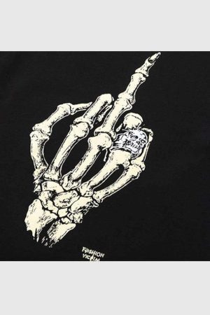 Style Core Aesthetics, New Style Trends Skeleton Graphic Print T-shirt
