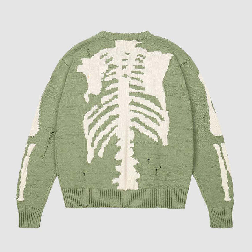 Style Core Aesthetics, New Style Trends Skeleton Print Knitted Sweater