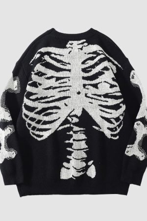 Style Core Aesthetics, New Style Trends Skeleton Print Sweater