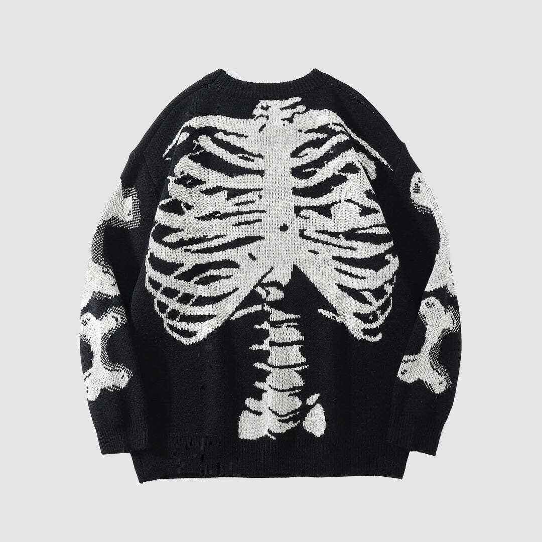 Style Core Aesthetics, New Style Trends Skeleton Print Sweater Style Core Aesthetics, New Style Trends Skeleton Print Sweater