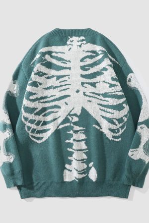 Style Core Aesthetics, New Style Trends Skeleton Print Sweater