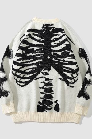 Style Core Aesthetics, New Style Trends Skeleton Print Sweater