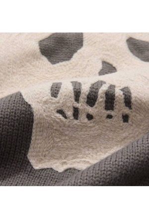 Style Core Aesthetics, New Style Trends Skull Print Ripped Sweater