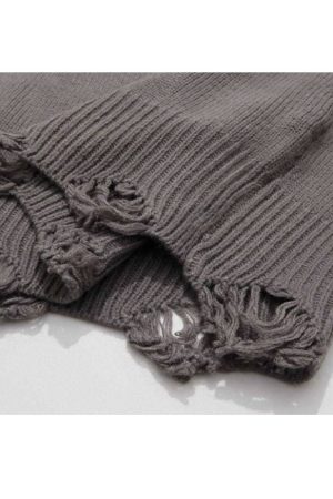 Style Core Aesthetics, New Style Trends Skull Print Ripped Sweater