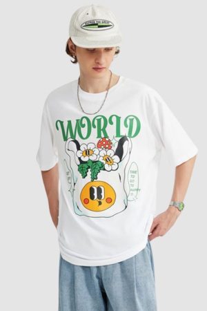 Style Core Aesthetics, New Style Trends Smile Flower Printed Tee