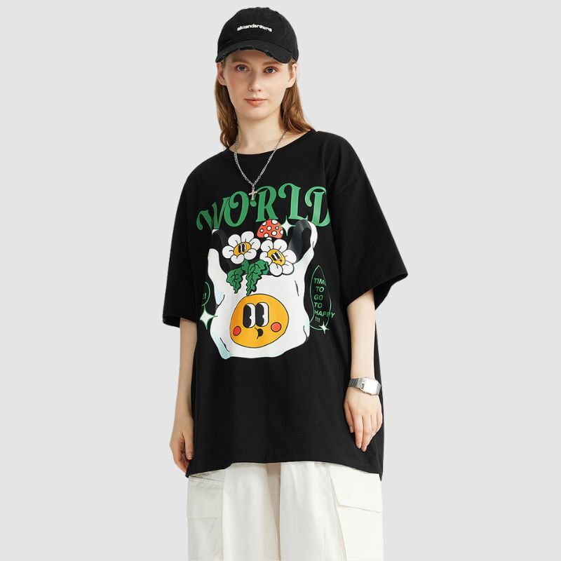 Style Core Aesthetics, New Style Trends Smile Flower Printed Tee Style Core Aesthetics, New Style Trends Smile Flower Printed Tee