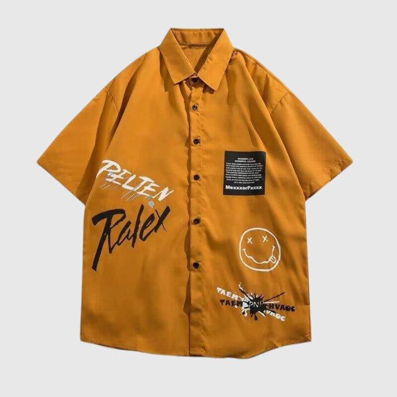 Style Core Aesthetics, New Style Trends Smiley Letters Casual Shirt