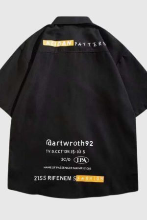 Style Core Aesthetics, New Style Trends Smiley Letters Casual Shirt