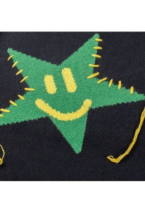 Style Core Aesthetics, New Style Trends Smiley Star Pattern Sweater