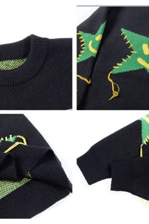 Style Core Aesthetics, New Style Trends Smiley Star Pattern Sweater
