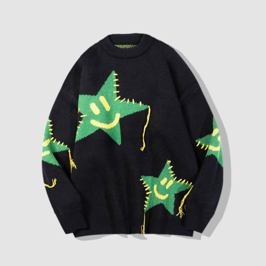 Style Core Aesthetics, New Style Trends Smiley Star Pattern Sweater