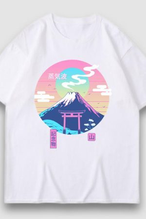 Style Core Aesthetics, New Style Trends Snow Mountain Illustration Print Tee