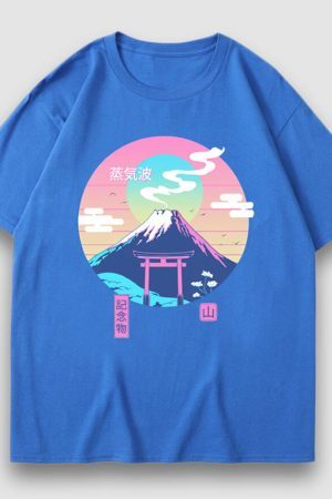 Style Core Aesthetics, New Style Trends Snow Mountain Illustration Print Tee