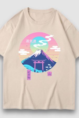 Style Core Aesthetics, New Style Trends Snow Mountain Illustration Print Tee
