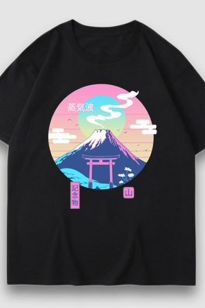 Style Core Aesthetics, New Style Trends Snow Mountain Illustration Print Tee