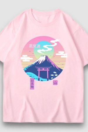 Style Core Aesthetics, New Style Trends Snow Mountain Illustration Print Tee