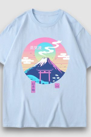 Style Core Aesthetics, New Style Trends Snow Mountain Illustration Print Tee